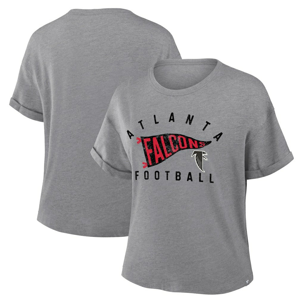 Atlanta Falcons Women's Pennant Wave Tribute Tri-Blend Boxy T-Shirt Heather Gray - Fanatics