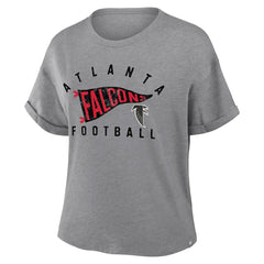 Atlanta Falcons Women's Pennant Wave Tribute Tri-Blend Boxy T-Shirt Heather Gray - Fanatics