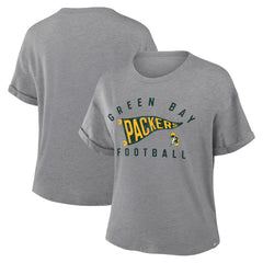 Green Bay Packers Women's Pennant Wave Tribute Tri-Blend Boxy T-Shirt Heather Gray - Fanatics
