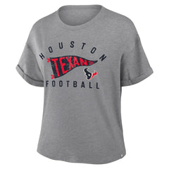 Houston Texans Women's Pennant Wave Tribute Tri-Blend Boxy T-Shirt Heather Gray - Fanatics