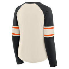 Cincinnati Bengals Women's Hometown Gridiron Hero Raglan Lace-Up V-Neck Long Sleeve T-Shirt Cream/Black - Fanatics