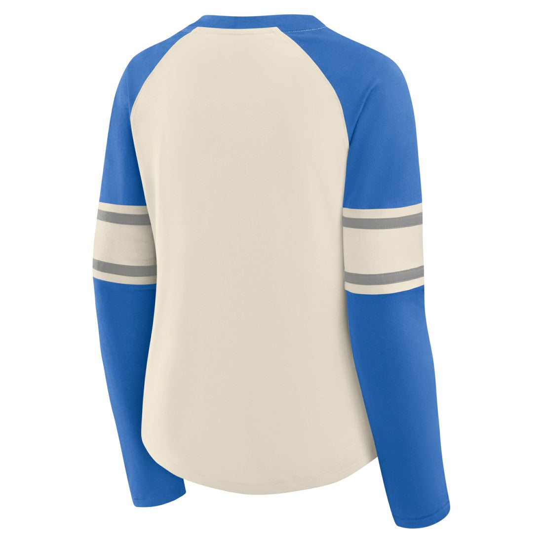 Detroit Lions Women's Hometown Gridiron Hero Raglan Lace-Up V-Neck Long Sleeve T-Shirt Cream/Blue - Fanatics