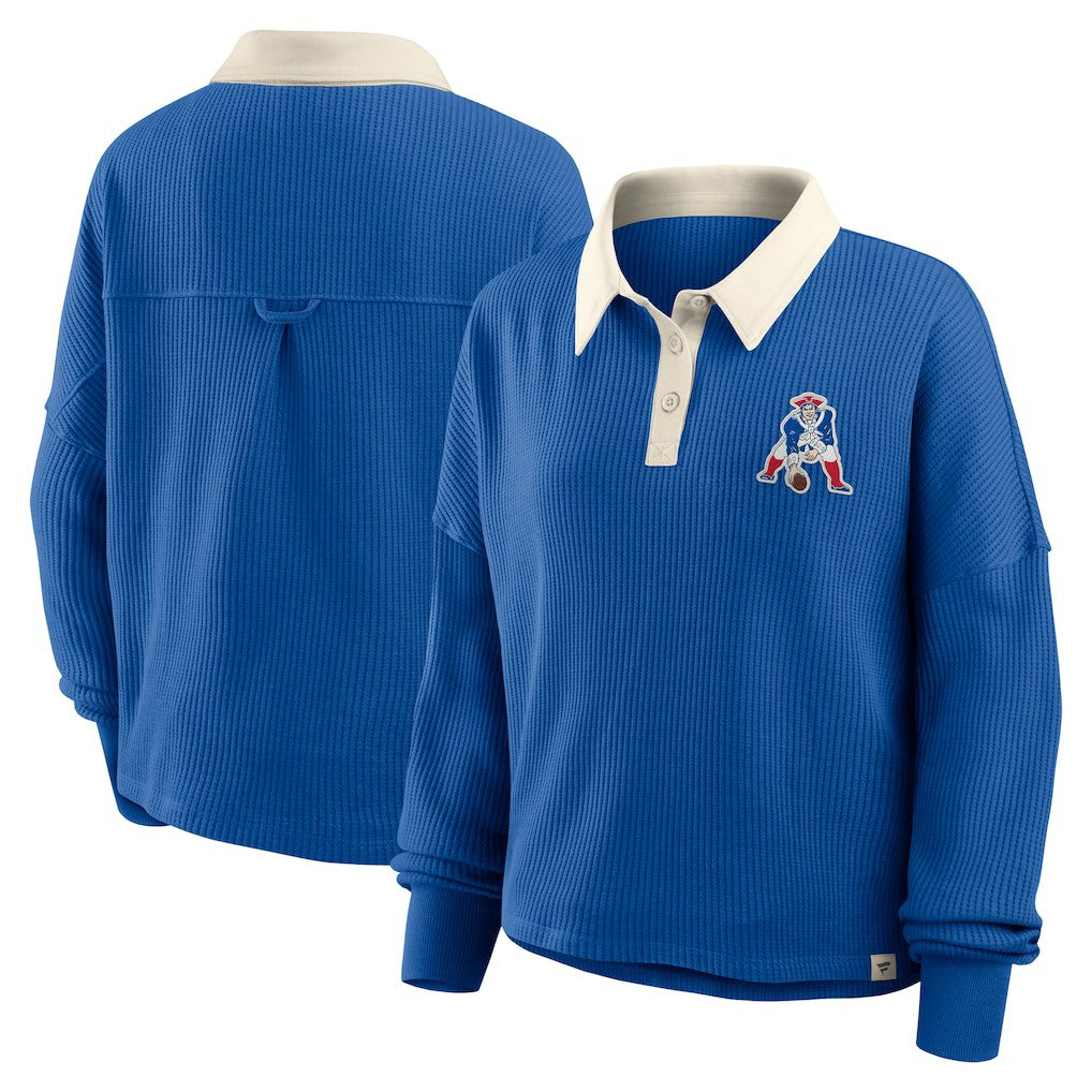 New England Patriots Women's Oversized Hometown Premium Thermal Long Sleeve Shirt Royal - Fanatics
