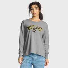 Pittsburgh Steelers Women's Hometown Legacy Long Sleeve T-Shirt Heather Gray - Fanatics
