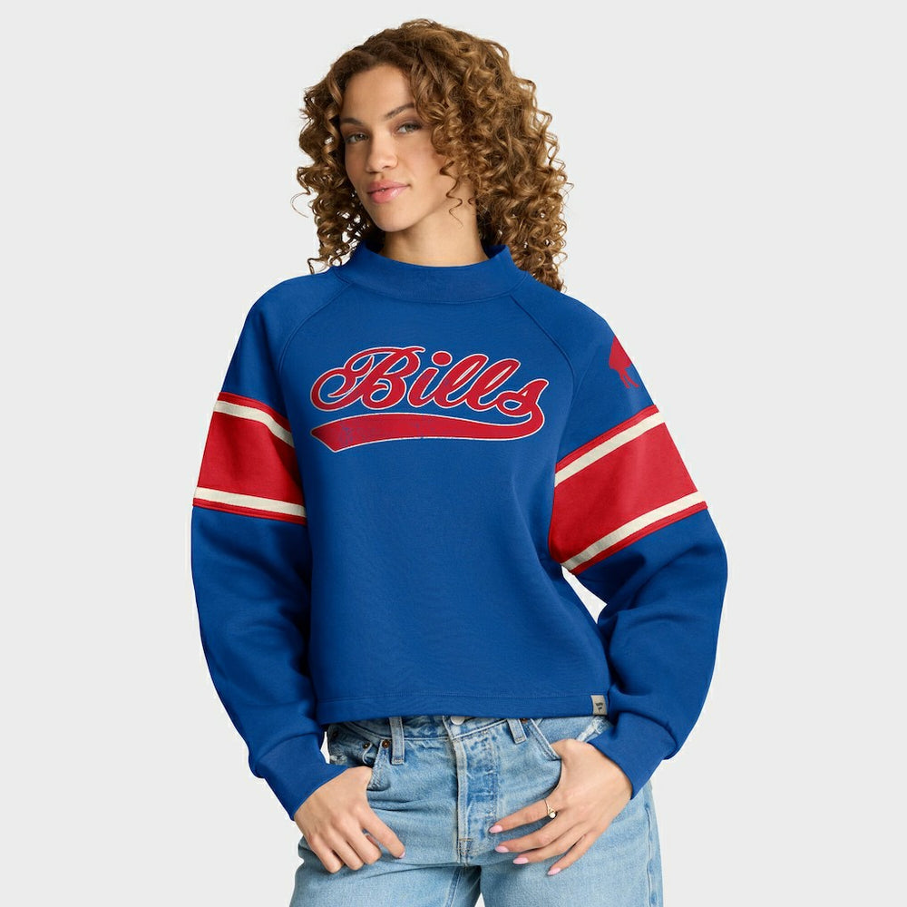 Buffalo Bills Oversized Hometown Toss Sweep Mock Neck Pullover Royal - Fanatics
