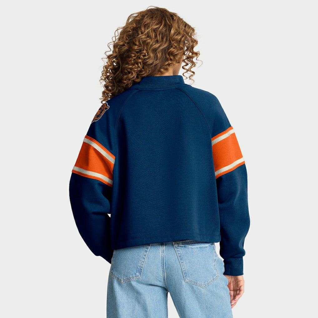 Chicago Bears Oversized Hometown Toss Sweep Mock Neck Pullover Navy - Fanatics