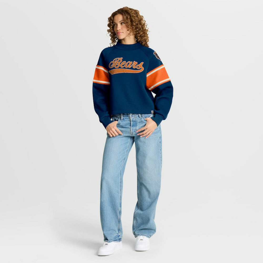 Chicago Bears Oversized Hometown Toss Sweep Mock Neck Pullover Navy - Fanatics