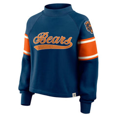 Chicago Bears Oversized Hometown Toss Sweep Mock Neck Pullover Navy - Fanatics