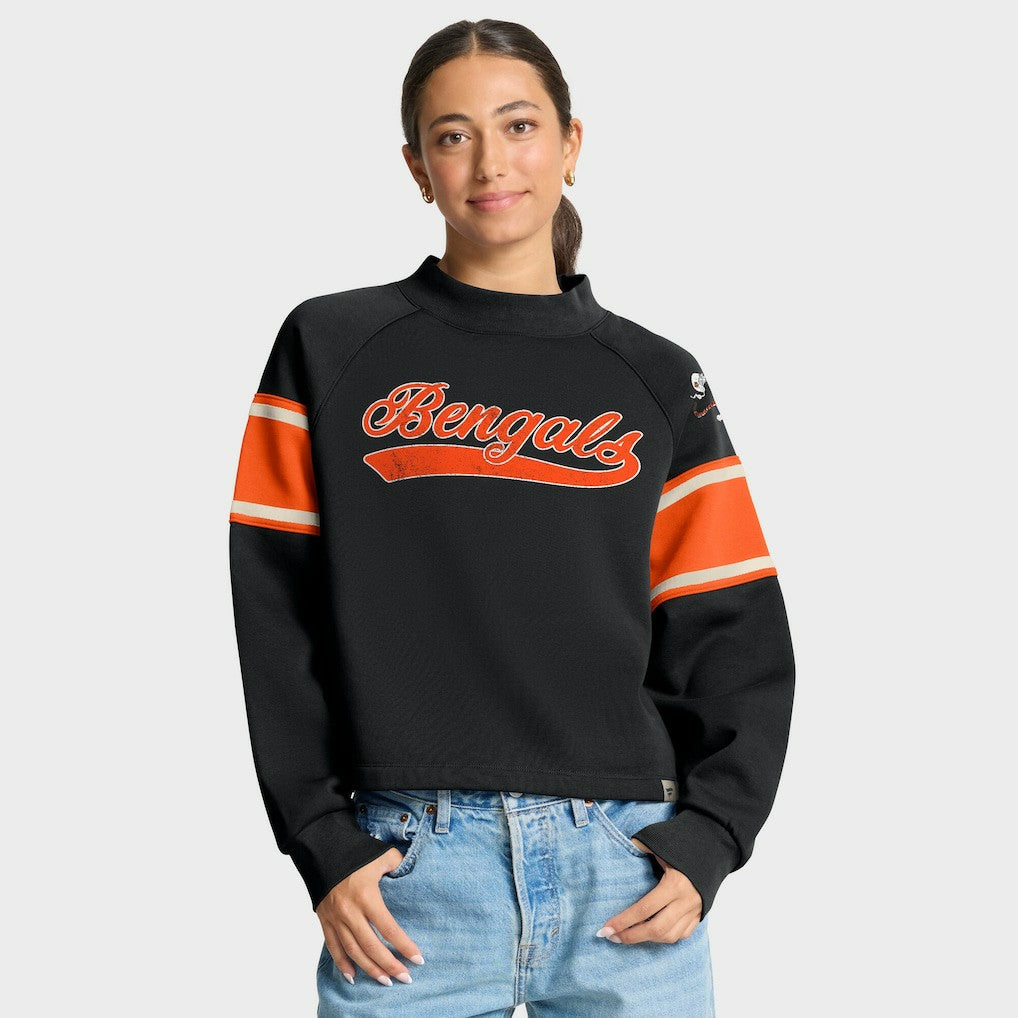 Cincinnati Bengals Oversized Hometown Toss Sweep Mock Neck Pullover Black - Fanatics