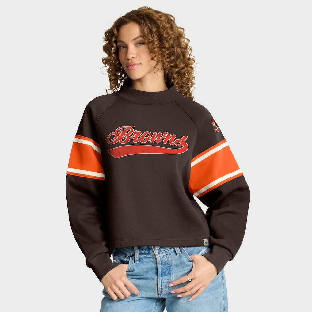Cleveland Browns Oversized Hometown Toss Sweep Mock Neck Pullover Brown - Fanatics
