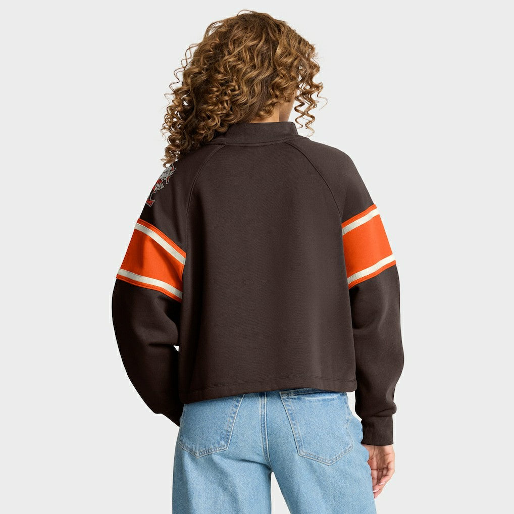 Cleveland Browns Oversized Hometown Toss Sweep Mock Neck Pullover Brown - Fanatics