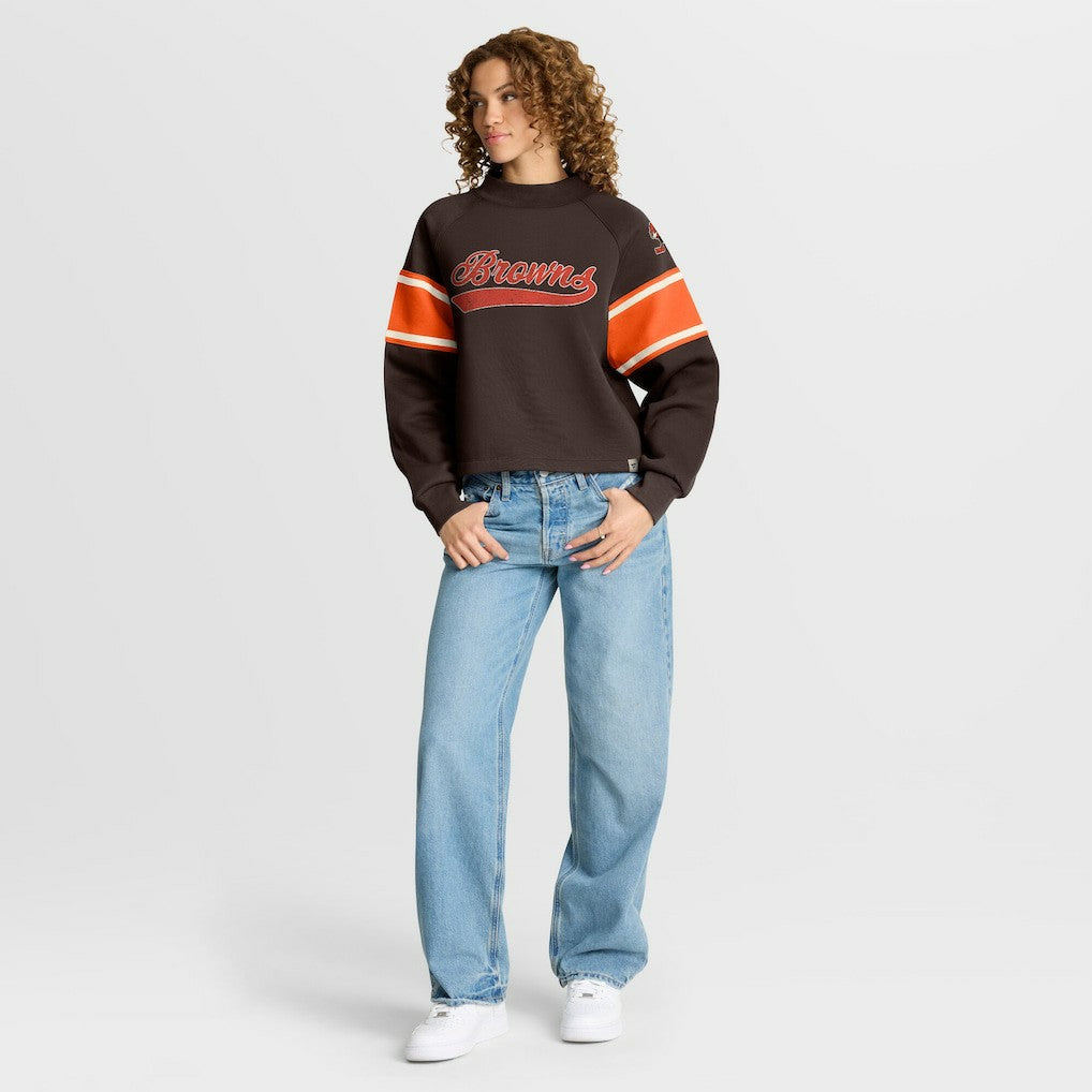 Cleveland Browns Oversized Hometown Toss Sweep Mock Neck Pullover Brown - Fanatics