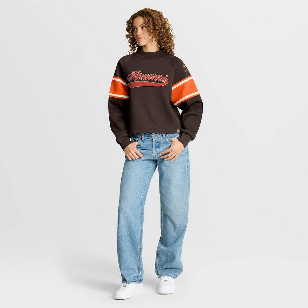 Cleveland Browns Oversized Hometown Toss Sweep Mock Neck Pullover Brown - Fanatics