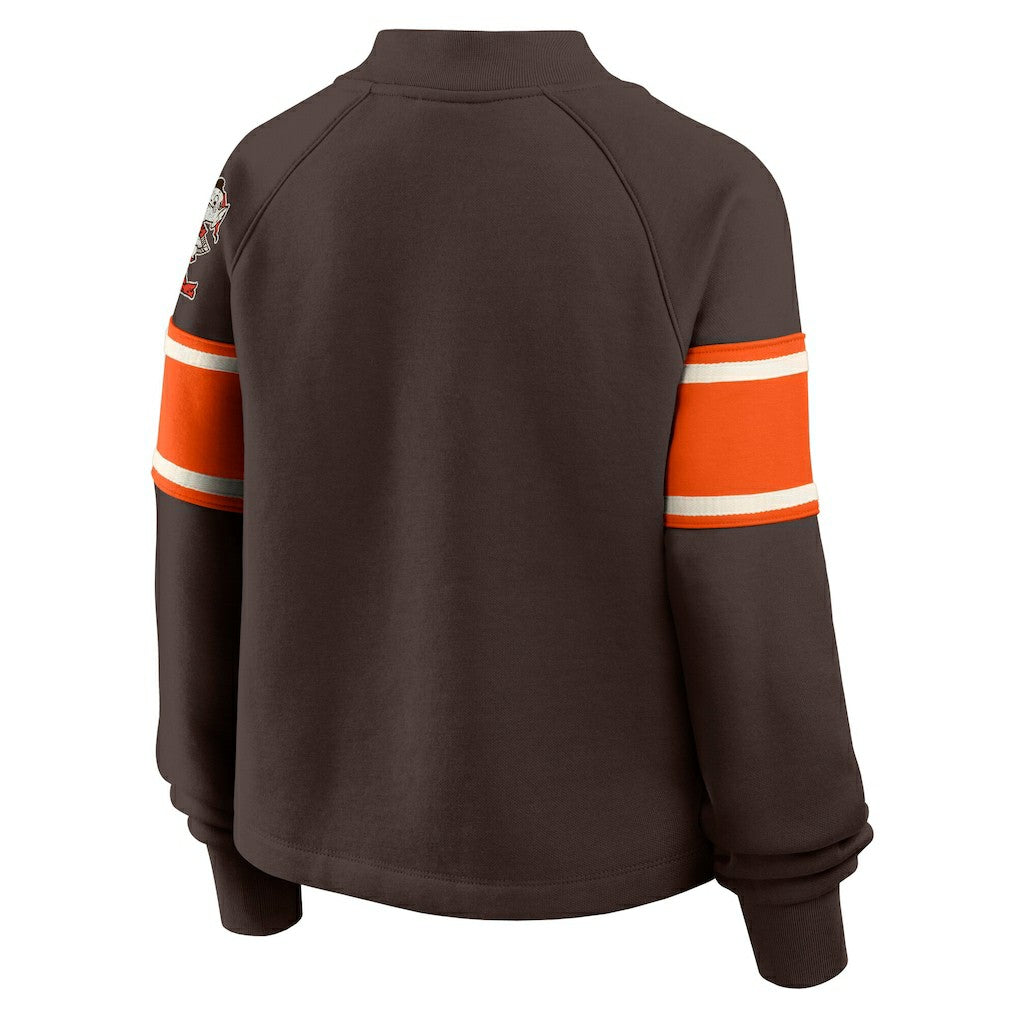 Cleveland Browns Oversized Hometown Toss Sweep Mock Neck Pullover Brown - Fanatics
