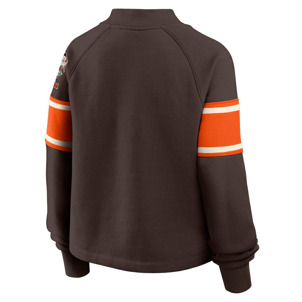 Cleveland Browns Oversized Hometown Toss Sweep Mock Neck Pullover Brown - Fanatics
