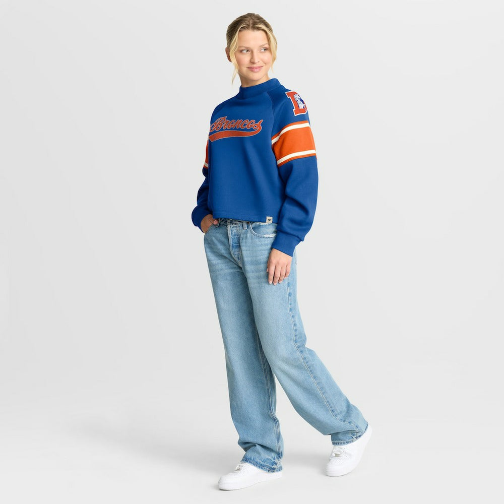 Denver Broncos Oversized Hometown Toss Sweep Mock Neck Pullover Royal - Fanatics