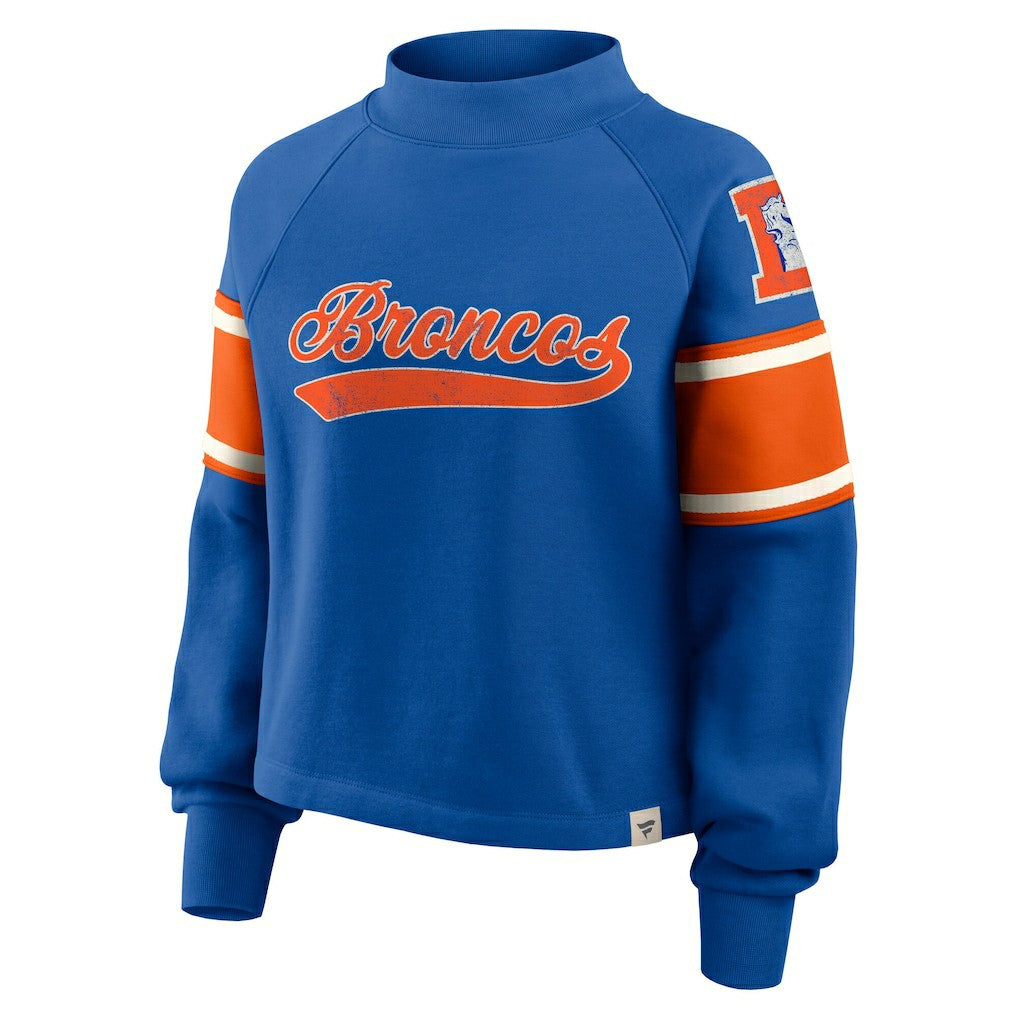 Denver Broncos Oversized Hometown Toss Sweep Mock Neck Pullover Royal - Fanatics