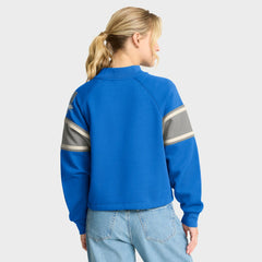 Detroit Lions Oversized Hometown Toss Sweep Mock Neck Pullover Blue - Fanatics