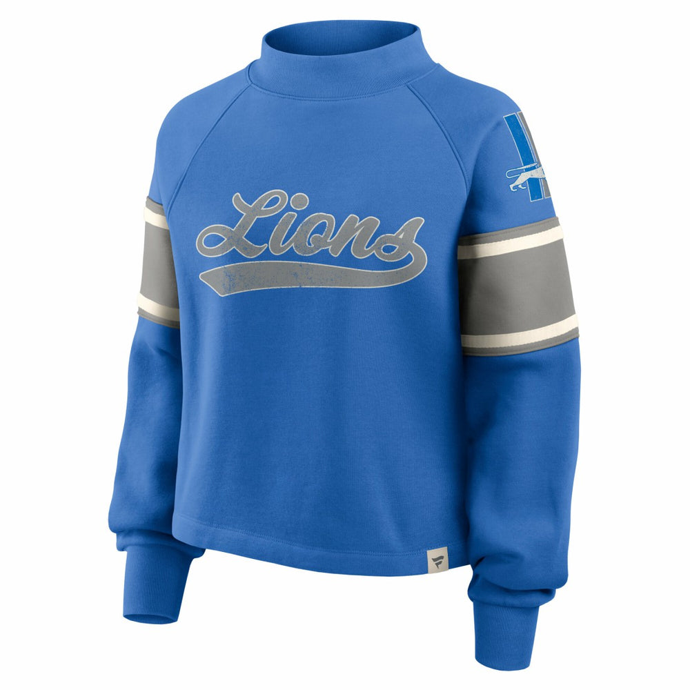 Detroit Lions Oversized Hometown Toss Sweep Mock Neck Pullover Blue - Fanatics