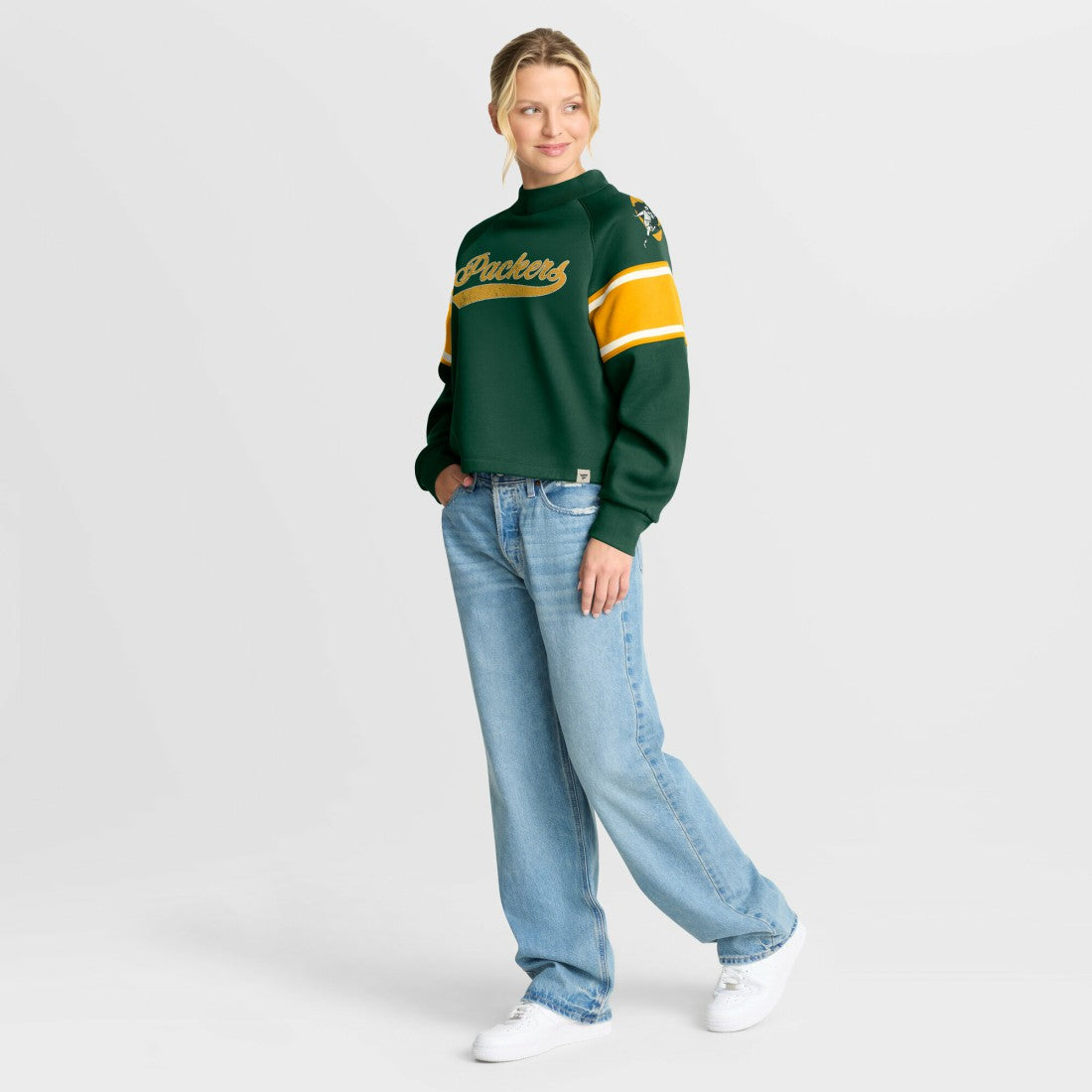 Green Bay Packers Oversized Hometown Toss Sweep Mock Neck Pullover Green - Fanatics