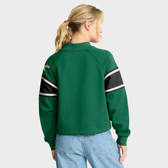 Philadelphia Eagles Oversized Hometown Toss Sweep Mock Neck Pullover Kelly Green - Fanatics