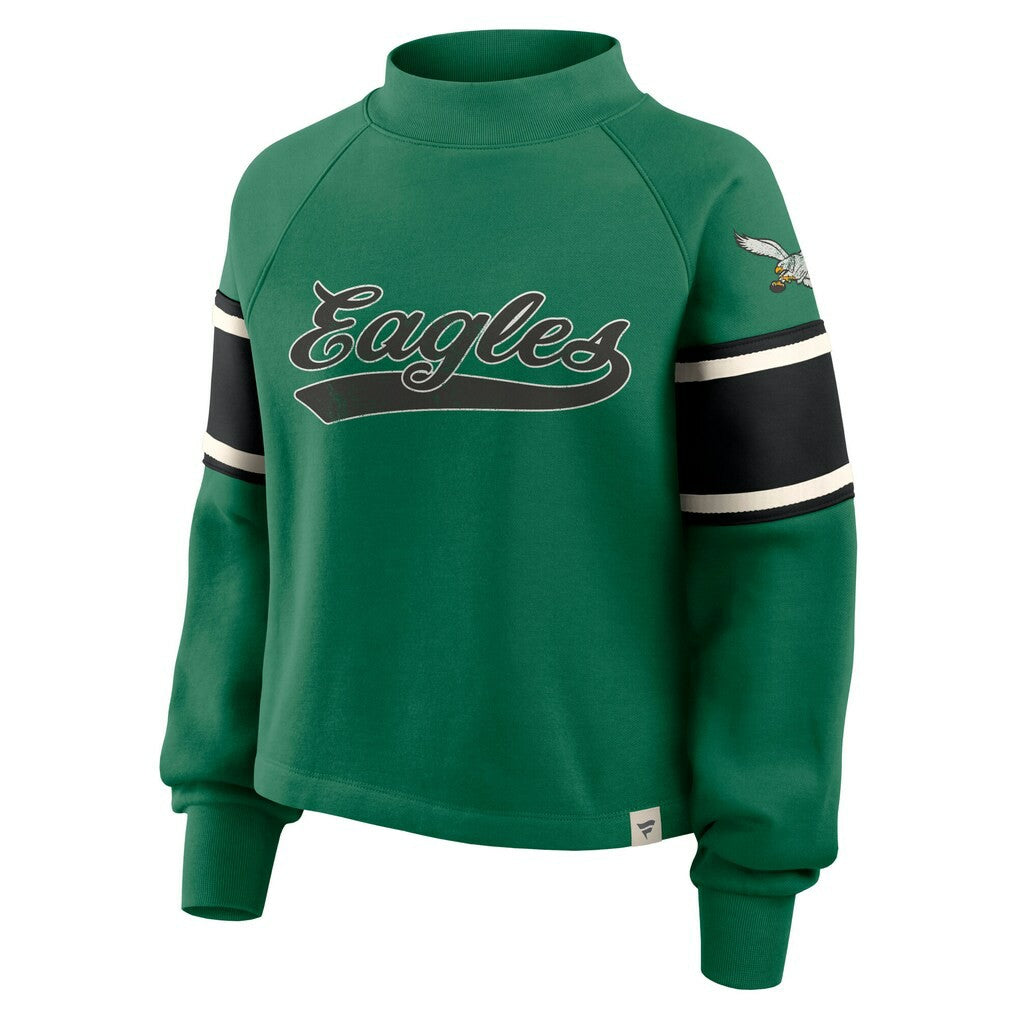 Philadelphia Eagles Oversized Hometown Toss Sweep Mock Neck Pullover Kelly Green - Fanatics