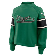 Philadelphia Eagles Oversized Hometown Toss Sweep Mock Neck Pullover Kelly Green - Fanatics