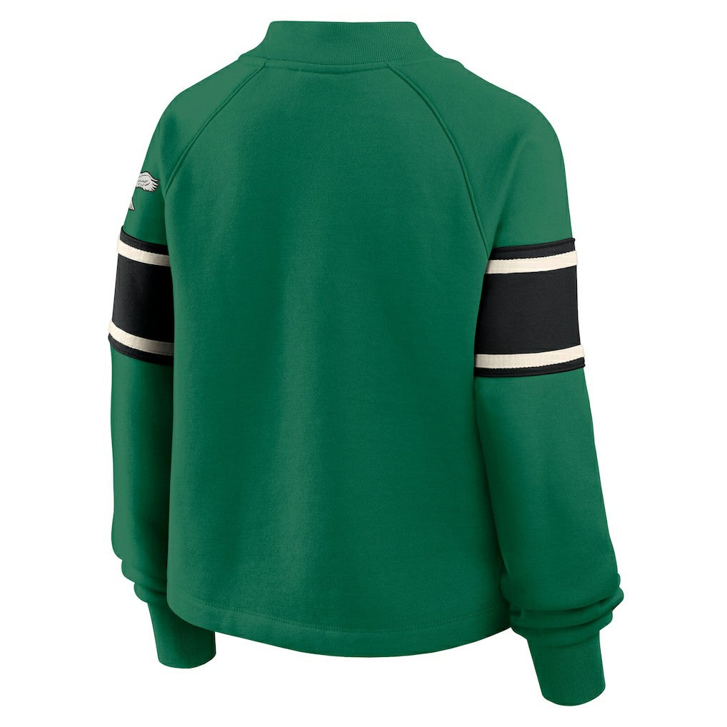 Philadelphia Eagles Oversized Hometown Toss Sweep Mock Neck Pullover Kelly Green - Fanatics