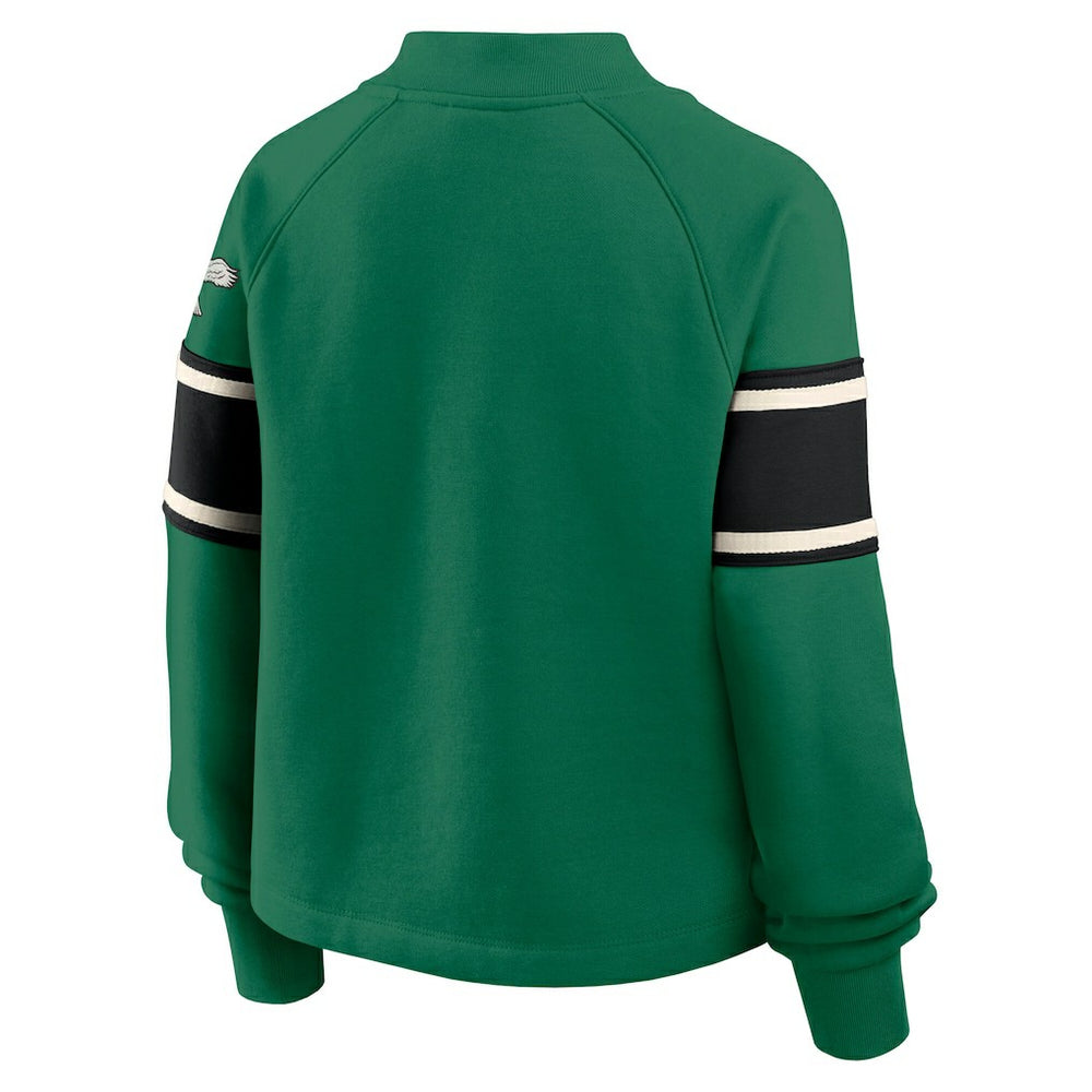 Philadelphia Eagles Oversized Hometown Toss Sweep Mock Neck Pullover Kelly Green - Fanatics