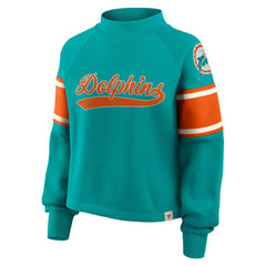 Miami Dolphins Oversized Hometown Toss Sweep Mock Neck Pullover Aqua - Fanatics