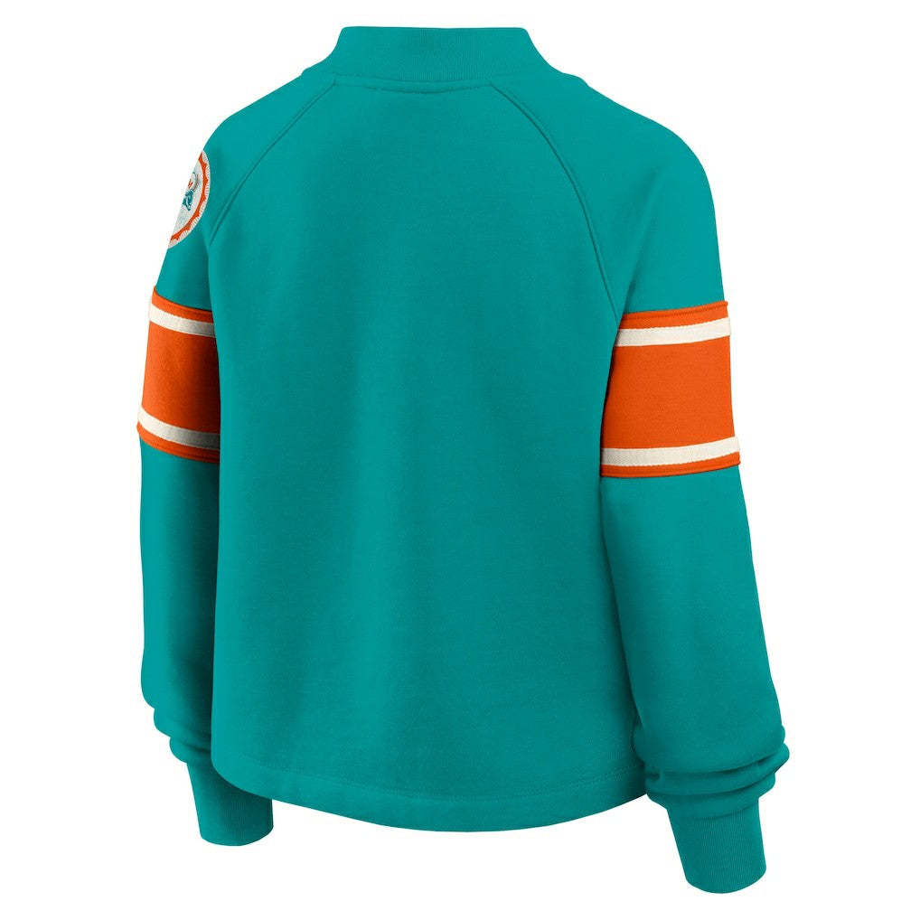 Miami Dolphins Oversized Hometown Toss Sweep Mock Neck Pullover Aqua - Fanatics