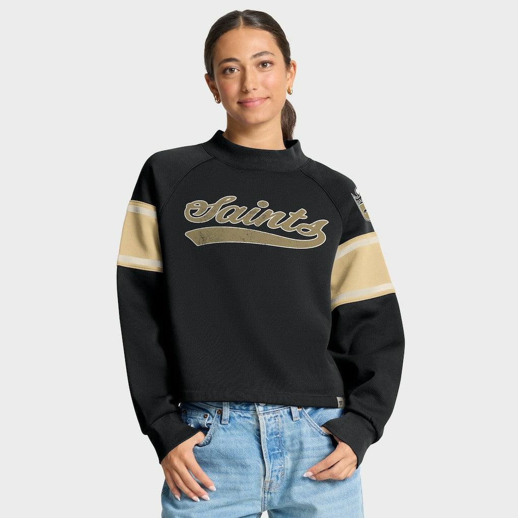 New Orleans Saints Oversized Hometown Toss Sweep Mock Neck Pullover Black - Fanatics