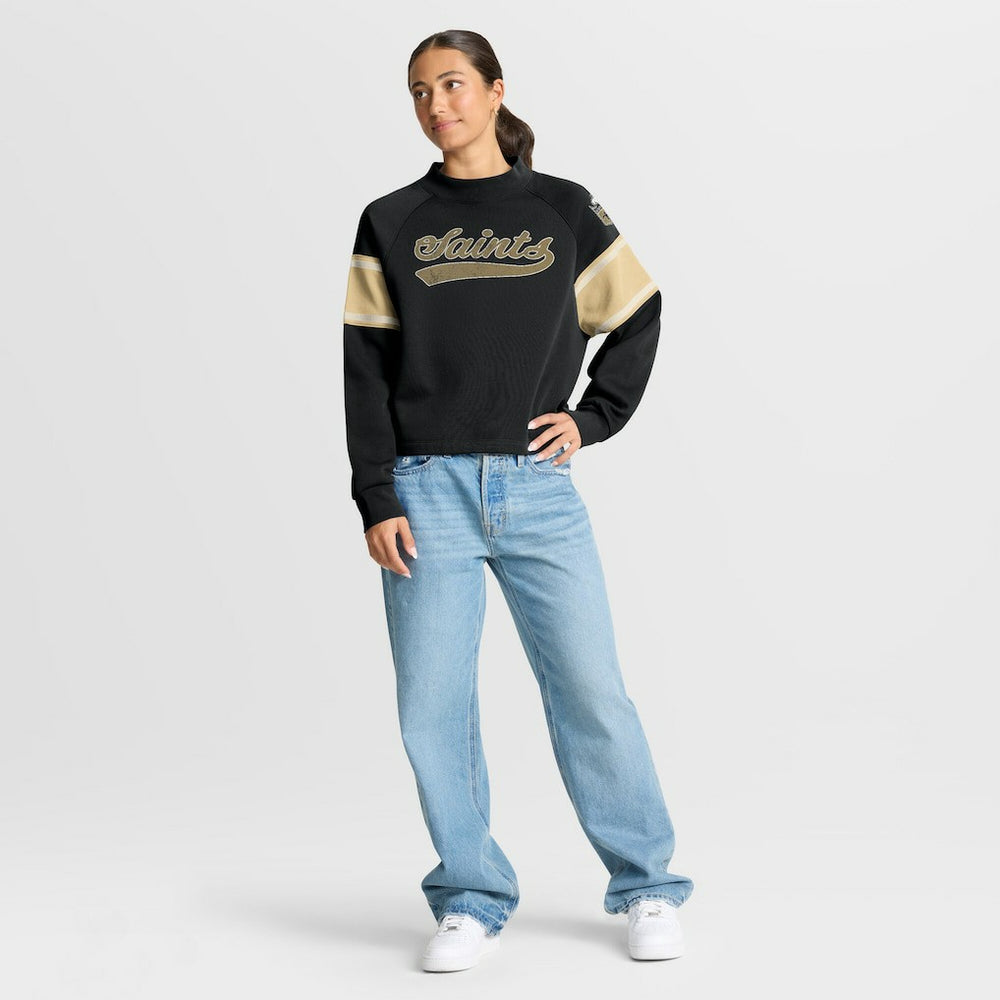 New Orleans Saints Oversized Hometown Toss Sweep Mock Neck Pullover Black - Fanatics