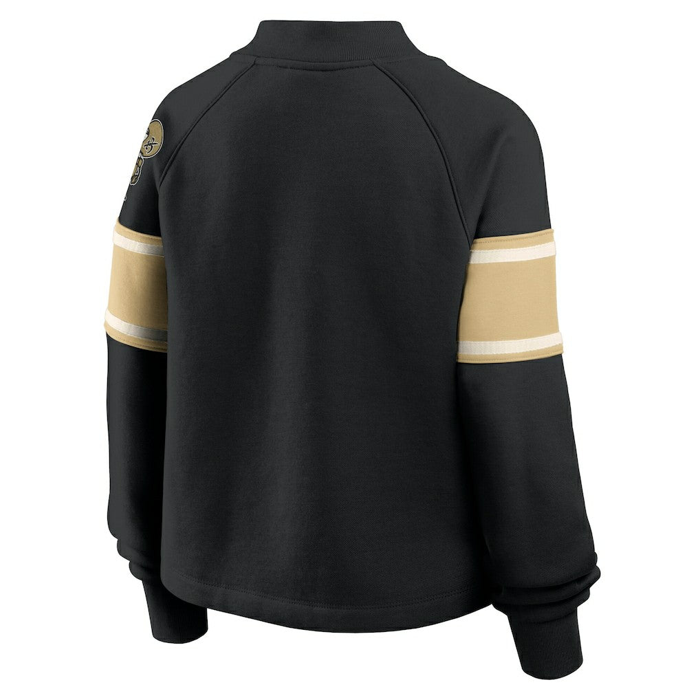 New Orleans Saints Oversized Hometown Toss Sweep Mock Neck Pullover Black - Fanatics
