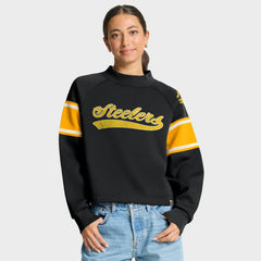 Pittsburgh Steelers Oversized Hometown Toss Sweep Mock Neck Pullover Black - Fanatics