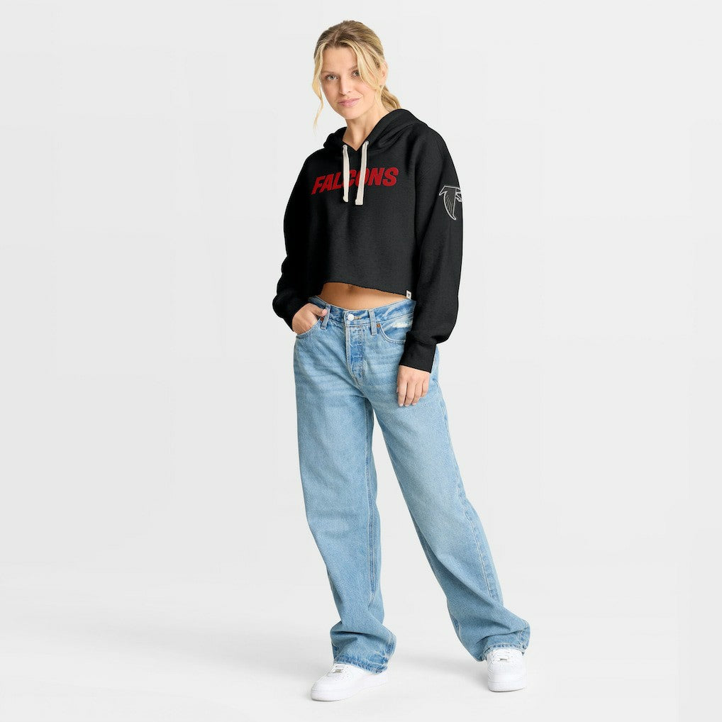 Atlanta Falcons Women's Oversized Hometown Heritage Cropped Hoodie Black - Fanatics