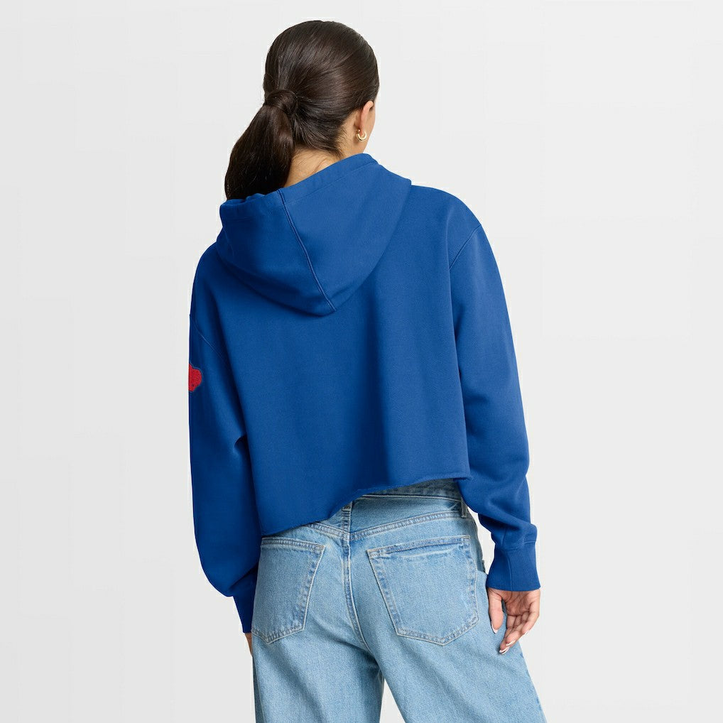 Buffalo Bills Women's Oversized Hometown Heritage Cropped Hoodie Royal - Fanatics