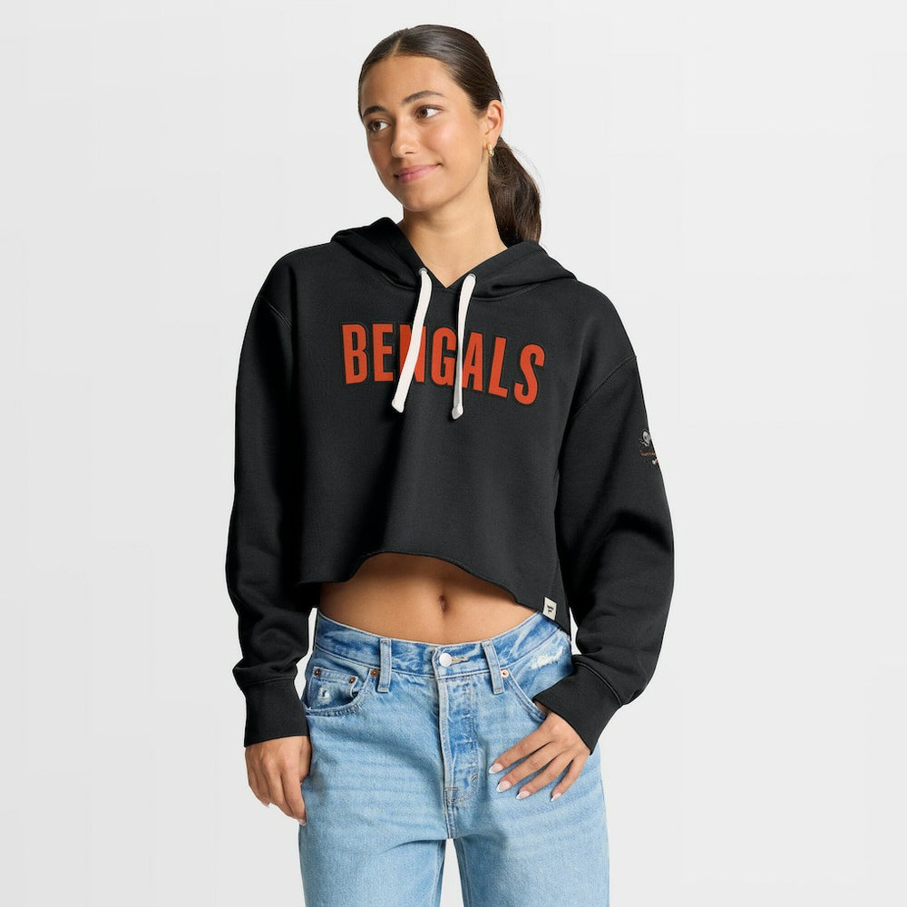 Cincinnati Bengals Women's Oversized Hometown Heritage Cropped Hoodie Black - Fanatics