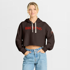 Cleveland Browns Women's Oversized Hometown Heritage Cropped Hoodie Brown - Fanatics