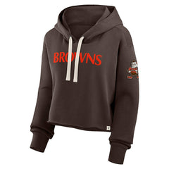 Cleveland Browns Women's Oversized Hometown Heritage Cropped Hoodie Brown - Fanatics