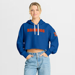 Denver Broncos Women's Oversized Hometown Heritage Cropped Hoodie Royal - Fanatics