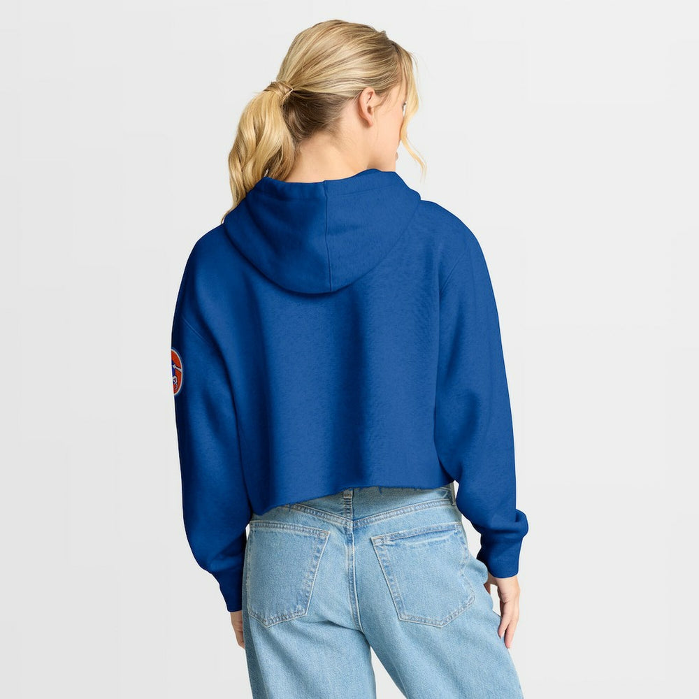 Denver Broncos Women's Oversized Hometown Heritage Cropped Hoodie Royal - Fanatics