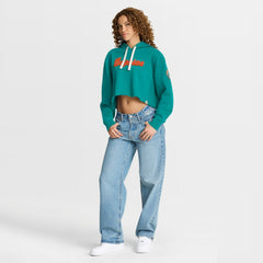 Miami Dolphins Women's Oversized Hometown Heritage Cropped Hoodie Aqua - Fanatics