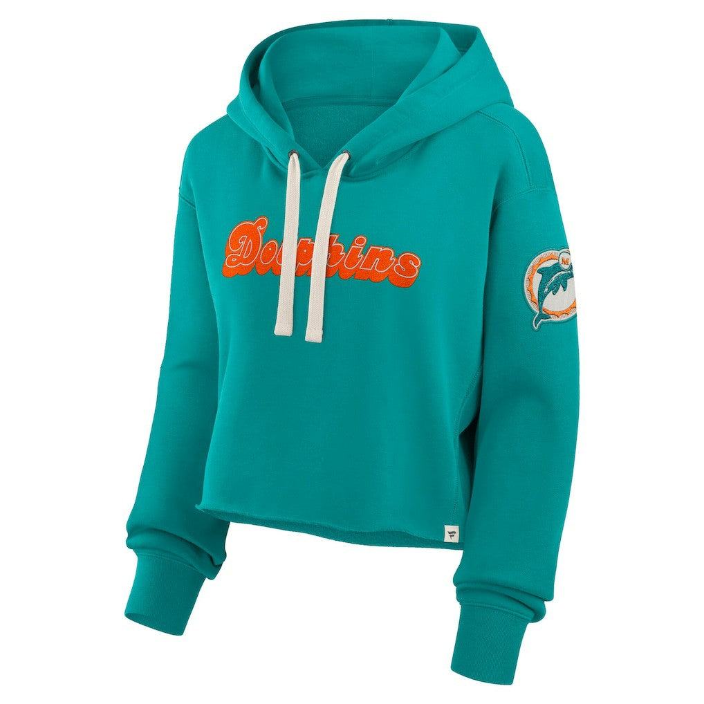 Miami Dolphins Women's Oversized Hometown Heritage Cropped Hoodie Aqua - Fanatics
