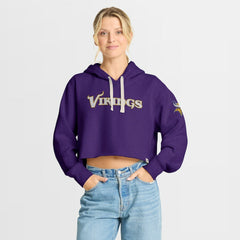 Minnesota Vikings Women's Oversized Hometown Heritage Cropped Hoodie Purple - Fanatics