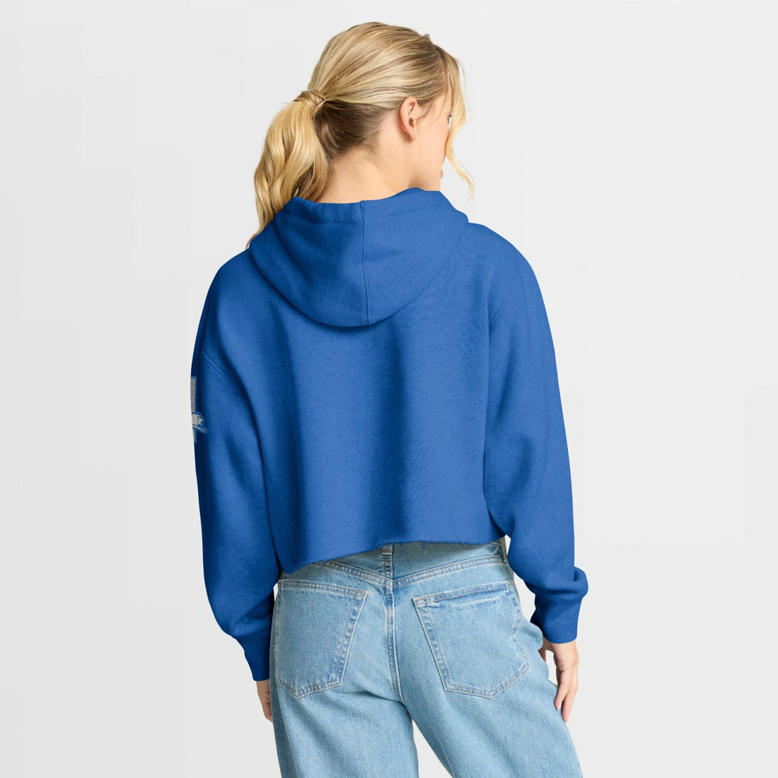 Detroit Lions Women's Oversized Hometown Heritage Cropped Hoodie Blue - Fanatics
