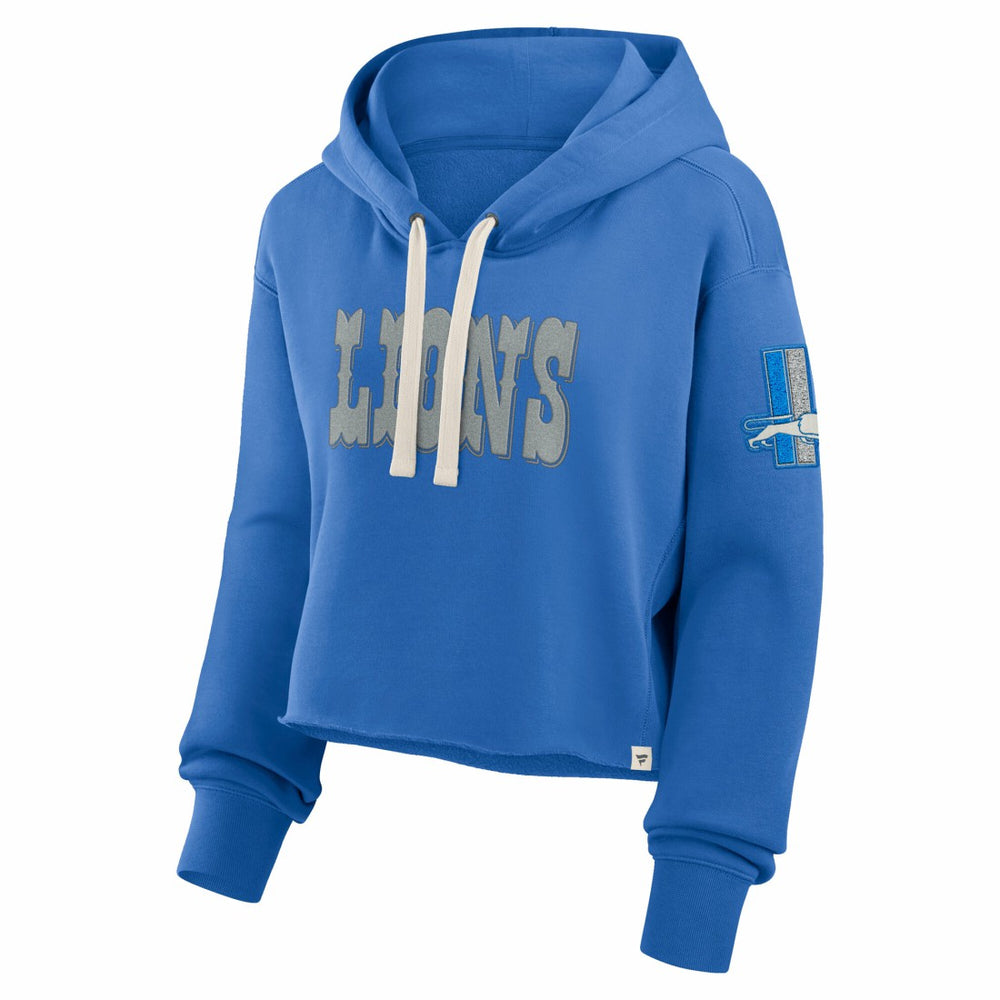 Detroit Lions Women's Oversized Hometown Heritage Cropped Hoodie Blue - Fanatics