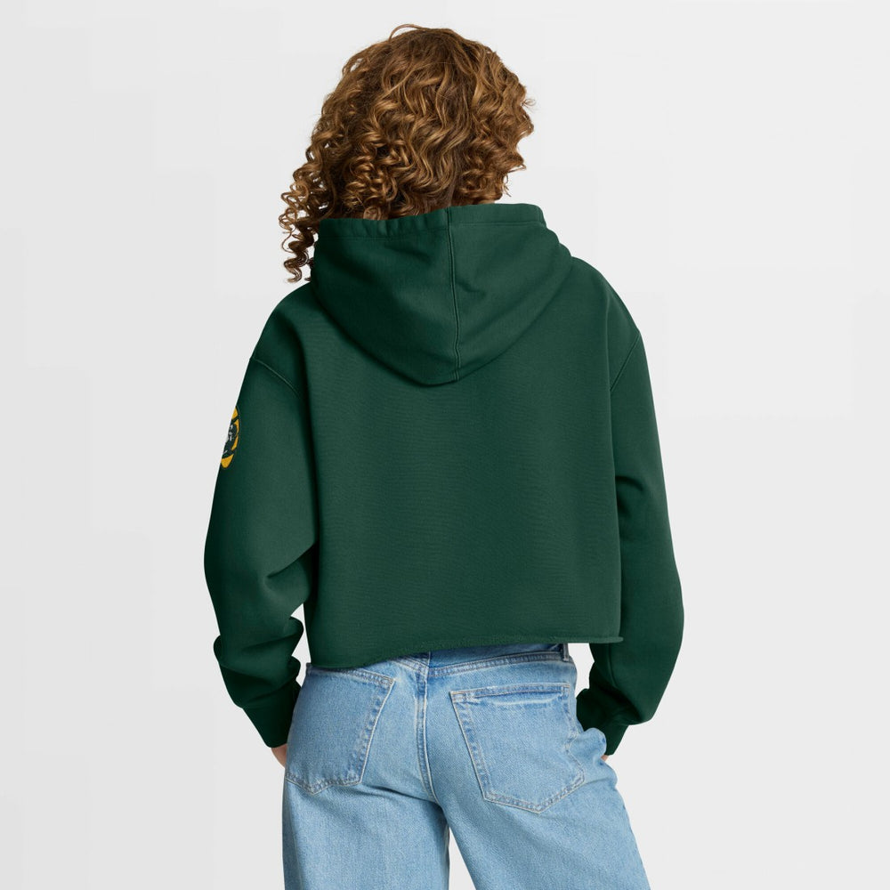 Green Bay Packers Women's Oversized Hometown Heritage Cropped Hoodie Green - Fanatics
