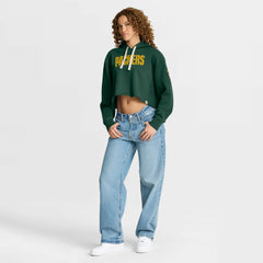 Green Bay Packers Women's Oversized Hometown Heritage Cropped Hoodie Green - Fanatics