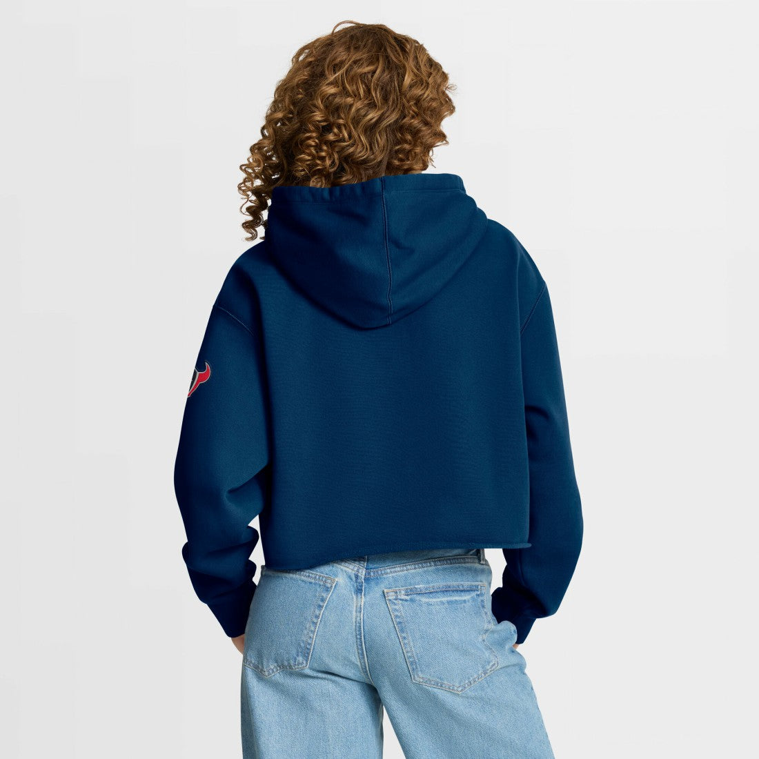 Houston Texans Women's Oversized Hometown Heritage Cropped Hoodie Navy - Fanatics
